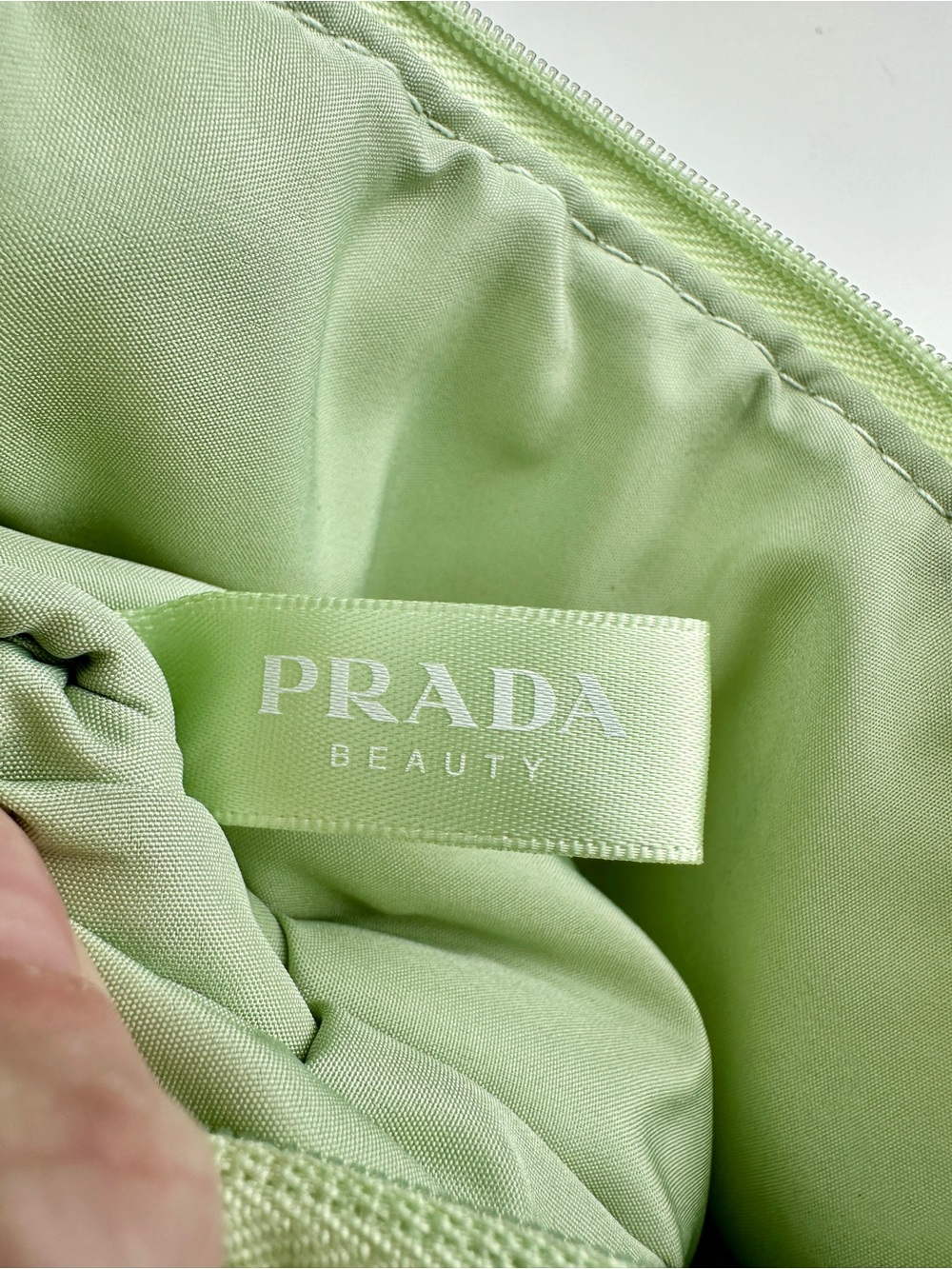 Prada Beauty Mint Green Cosmetic Makeup Bag Zip Pouch NEW - Picture 4 of 4